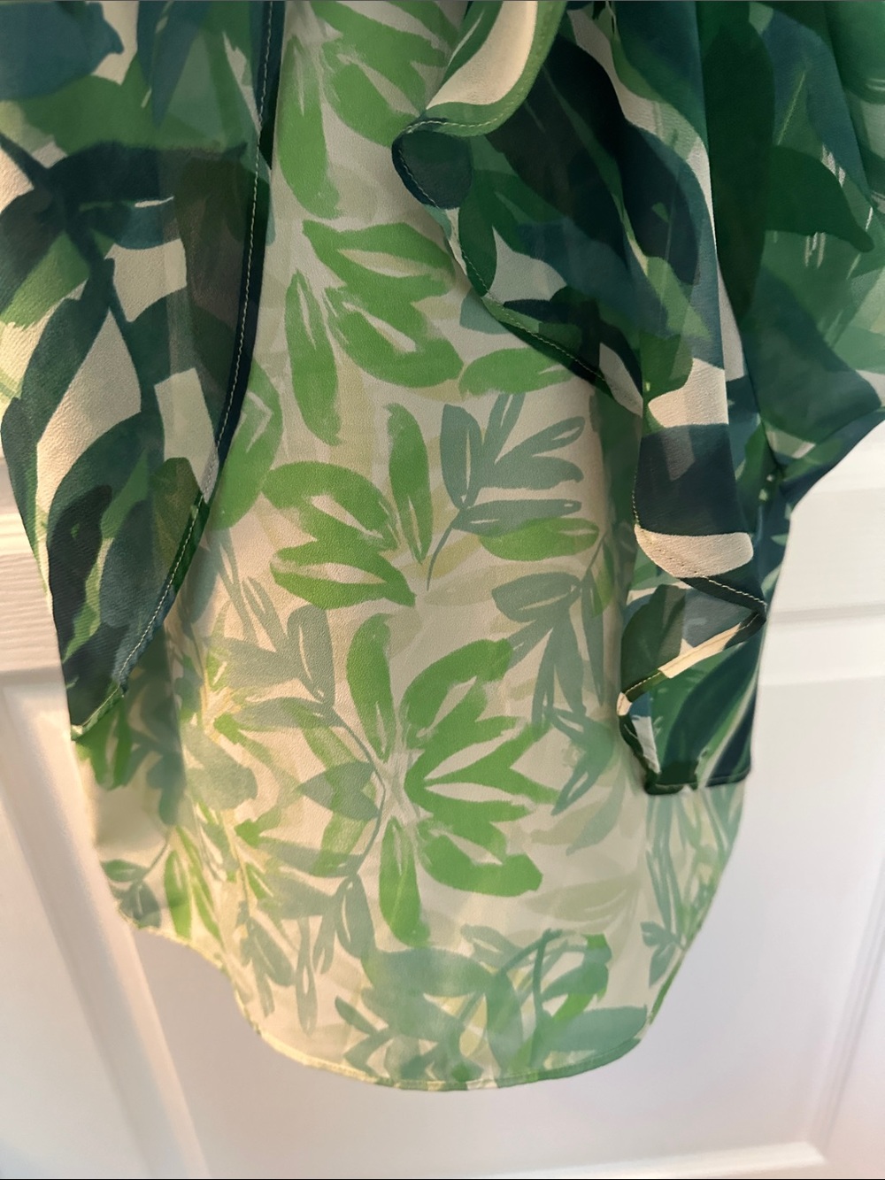 Cabi Castaway Tropical Palm Leaf Print Sleeveless Mini Dress Ruffle Hem - Size M - Picture 7 of 13